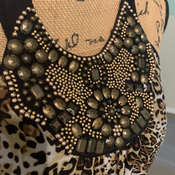 Bebe leopard print silk halter , w detailed beading work size small - Picture 2 of 9